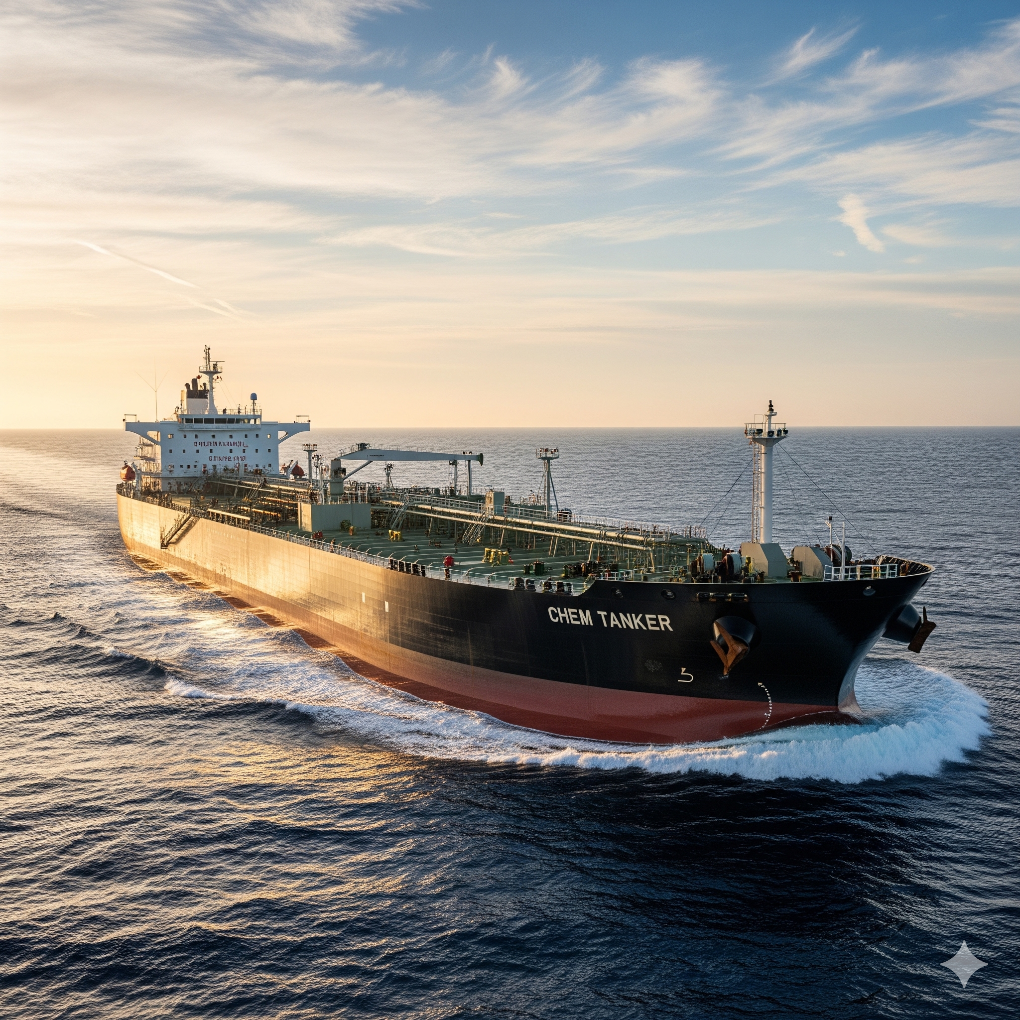 Chemical tanker vessel at sea